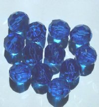 12, 20mm Acrylic Faceted Sapphire Round Beads